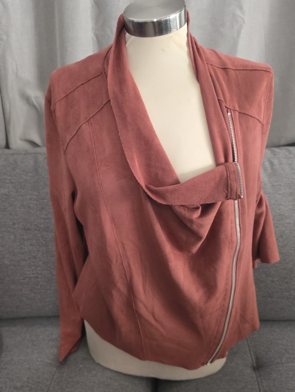 Blank NYC Rosewood Asymmetric Zip Draped Jacket